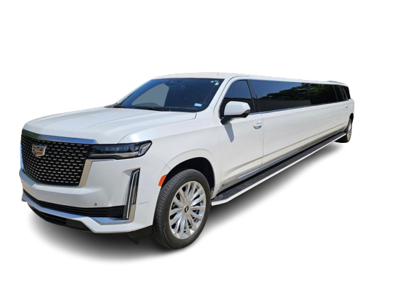 White Cadillac Escalade stretch limousine in Greeley